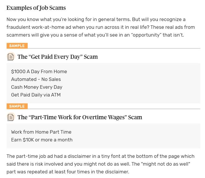 examples of job scams
