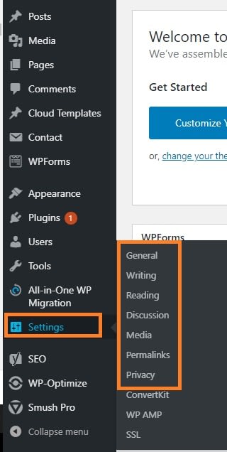 Wordpress Setting configuration